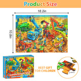Jigsaw Puzzles for Kids Ages 3-5, 4-8, 6-8 Boys Girls - 60 Piece Construction Site - Large Piece Children Floor Jigsaw Puzzles - Science Educational Toys for 3 4 5 6 7 8 Years Old OSBOO