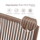Coreporch Aluminum Outdoor Patio Dining Chairs - Imitation Rope Vine Chair Ergonomic Backrest Design Detachable Seat Cushion Soft and Breathable Garden Porch, Light Brown Set of 2 Coreporch