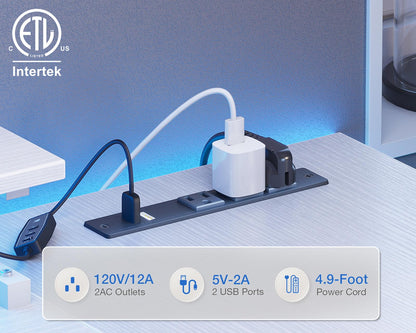 ODK 58 Inch L-Shaped Gaming Desk with LED Lights, USB Charging Ports, and Storage Solutions in Pure White - WoodArtSupply