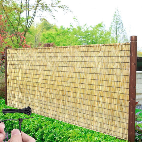 ZMNXAS Natural Reed Fencing Rolls,Privacy Fence Screen,Balcony Reed Fence Bamboo Screen Fencing for Outdoor Backyard Patio,Balcony Fencing Covering(61x244cm(2x8ft)) ZMNXAS