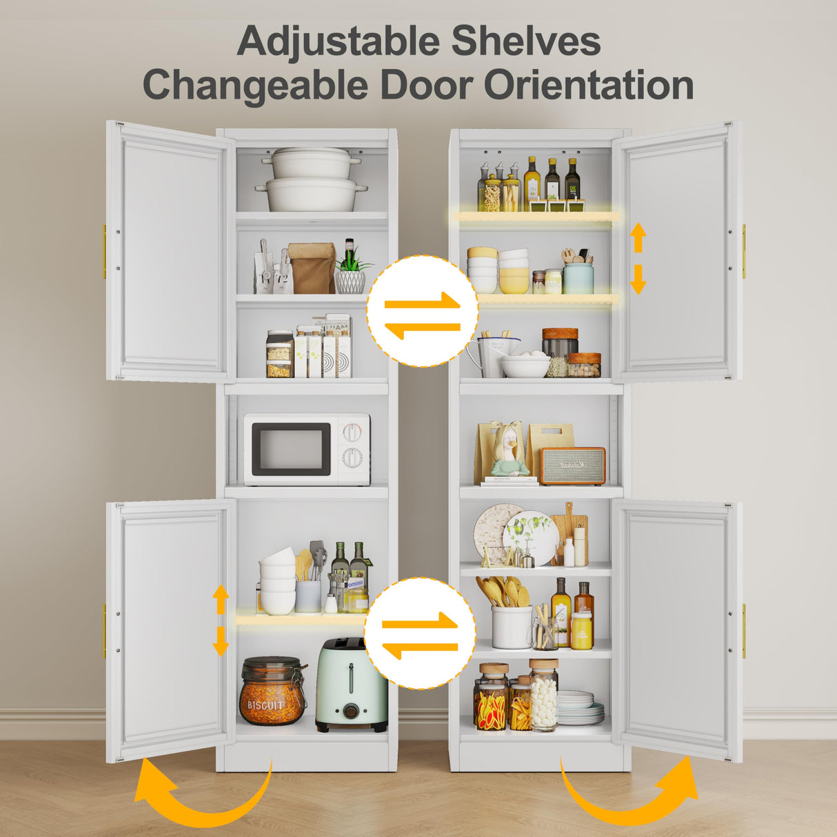 Ckzbx Tall Narrow Storage Cabinet 66.93" H Tall Bathroom Cabinets Metal Pantry Cabinet, 4 Adjustable Shelves for Kitchen, Home Office, Living Room, Dinning Room (16 inches Wide White) Ckzbx