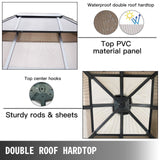 Happybuy Polycarbonate Hardtop Roof Gazebo 10' x 10' with Netting - Metal Gazebo Aluminum Permanent Double Tier Roof- Gazebos for Patios, Backyard, Outdoor and Lawn Happybuy