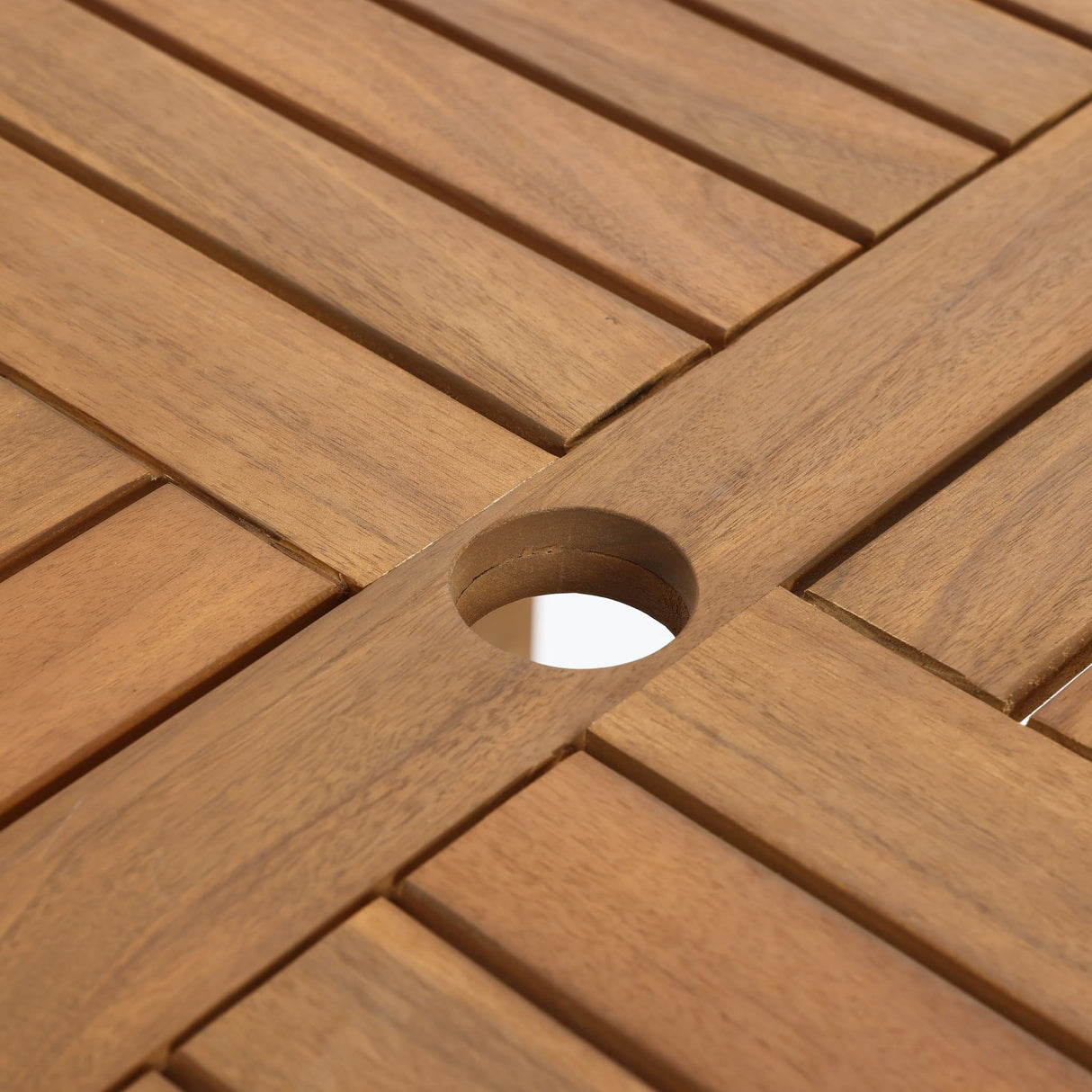 LuxenHome Outdoor Dining Table, 37'' Acacia Wood Counter Height Table 4-Person, Outdoor Square Bar Tables with Umbrella Hole, Patio Furniture for Garden, Poolside, Porch, Backyard LuxenHöme