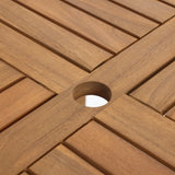 LuxenHome Outdoor Dining Table, 37'' Acacia Wood Counter Height Table 4-Person, Outdoor Square Bar Tables with Umbrella Hole, Patio Furniture for Garden, Poolside, Porch, Backyard LuxenHöme