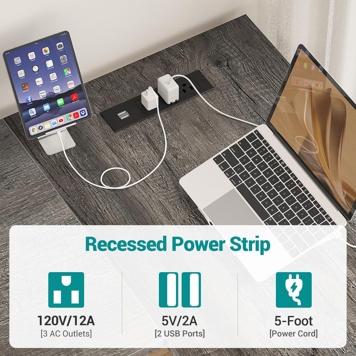 Hyomdeck Reversible L Shaped Gaming Desk with Power Outlets and USB Charging Ports, Sturdy Computer Desk with Storage Shelf, Modern Corner Desk Home Office Table, Easy to Assemble, Gray Oak Hyomdeck