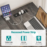 Hyomdeck Reversible L Shaped Gaming Desk with Power Outlets and USB Charging Ports, Sturdy Computer Desk with Storage Shelf, Modern Corner Desk Home Office Table, Easy to Assemble, Gray Oak Hyomdeck