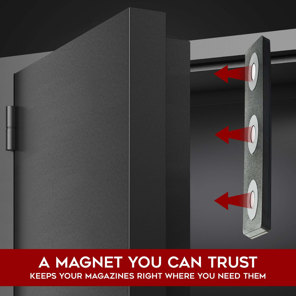 Keeper MG Magnetic Ammunition Holder for Gun Magazines and Clips, Organize Mount in Your Gun Safe, Locker Cabinet, Vault, Ultimate Ammo Storage Accessories for Handgun, Oistol and Rifle Mags, Black KEEPER MG