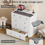 LIVAUVEAD Twin Murphy Bed with Built-in Charging Station, Space-Saving Murphy Bed Chest Twin with Drawer, Foldable, for Home Office Guest Room Bedroom White LIVAUVEAD