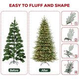 Hykolity 9 ft Prelit Artificial Christmas Tree with 5149 PE&PVC Branch Tips, 600 Warm White LED Lights, Easy Assembly with Metal Stand and Hinged Branches hykolity