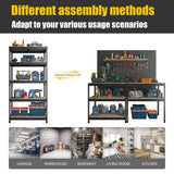 PrimeZone Heavy Duty Storage Shelves - 5 Tier 35.5" W x 15.75" D x 71" H Adjustable Garage Storage Shelving, Metal Storage Utility Rack Shelf Unit for Warehouse Pantry Closet Kitchen, Black PrimeZone