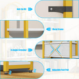 Nosepen 83.5" Tall Arched Bookshelf with 3 Drawers and 13 Storage Shelves, Industrial Open Book Shelf with Display Shelves, Large Etagere Bookshelf, Triple Wide Book Case for Home & Office, Gold Nosepen