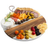 Marble And Wood Cutting Boards For Kitchen - Engagement Gifts For Couples, Personalized Wood And Marble Charcuterie Board, Personalized Round Cutting Board - Marble Cheese Board Glam Celebration