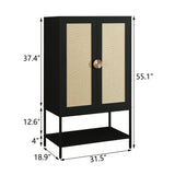 MtuxuYR Bedroom Armoire,Wooden Rattan Armoires Metal Frame with Large Storage Space & Elegant Handle 2 Doors for Bedroom(Black) MtuxuYR