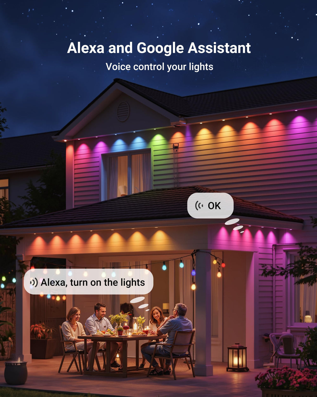 Permanent Outdoor Lights, 100ft RGBICWWPW Christmas Lights with 72 Triple-LED, IP67 Waterproof, 45lm Tunable White for Christmas Decorations, Daily and Holiday, Works with Alexa, Google Assistant ForChic