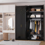 Polup Metal Armoire Wardrobe Closet, 86 Inch Tall Freestanding Wardrobe Cabinet with Hanging Rod, Bedroom Armoires with Doors, 18" D x 32" W x 86" H, Black, Assemble Required, Shipped in Two Packages Polup