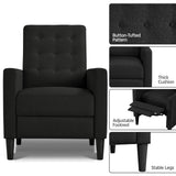 Yaheetech Fabric Recliner Chair Mid-Century Modern Recliner Adjustable Single Recliner Sofa with Thicker Seat Cushion Tufted Upholstered Sofa with Pocket Spring for Living Room Bedroom Black Yaheetech