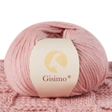 Gisimo 100% Merino Wool Yarn, 6-Ply Luxurious and Soft Yarn for Hand Knitting & Crocheting, 1.76 OZ/50g, 127 yds/116 Meters (Light Pink, 1 Ball) Gisimo