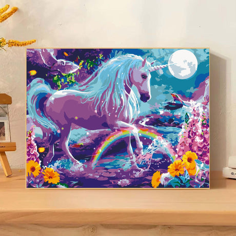 EPLUUM DIY Paint by Numbers Kit for Adults Paint by Numbers for Adults Student DIY Oil Number Painting Kits for Adult Ideal Gift for Family Friend Home Decor Rainbow Unicorn 16x20 in Generic