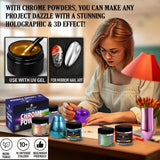 BALTIC DAY Chrome Powder for Nails & Resin – 10 Colors Mirror Chrome Pigment, Holographic Mica Powder for Nail Art, Epoxy, Tumblers, Slime, Crafts – 2g Each Jar BALTIC DAY