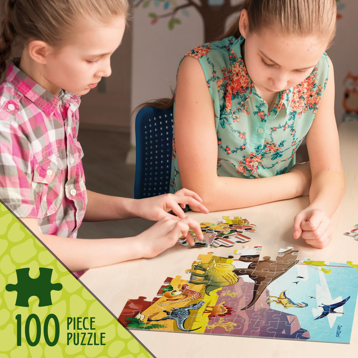 Glow in The Dark 100 Piece Dinosaur Puzzle for Kids - Dinosaurs Jigsaw Puzzles Toys for Boys & Girls Ages 6-8 - Christmas Birthday Gifts for Age 6 7 8 Year Old Toddler Boy Girl Gift - Dino Toy Dan&Darci