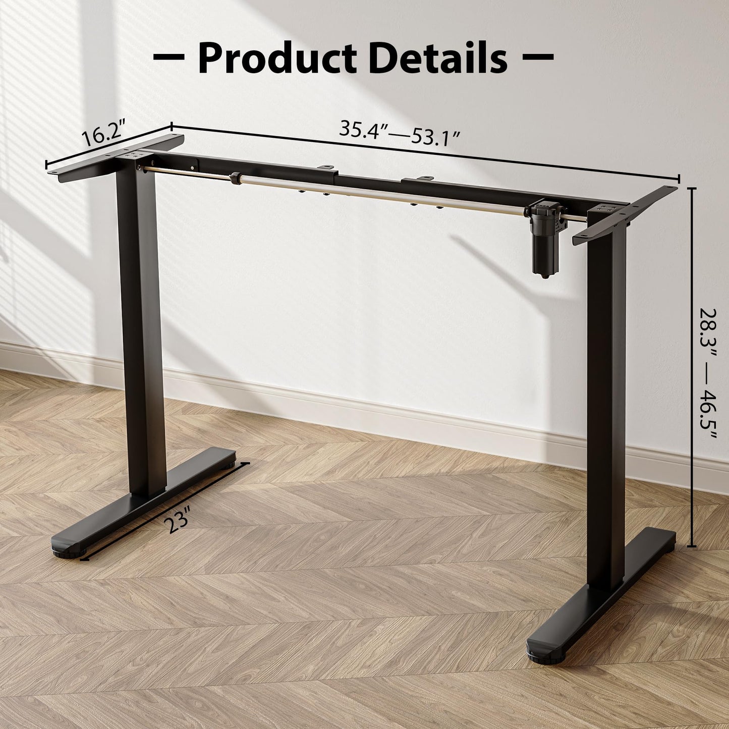 BONTEC Electric Standing Desk Frame, Height Adjustable Ergonomic Stand Up Desk Base with 3-Level Memory Quiet Motor, Table Legs Support for 154lbs, Black - WoodArtSupply