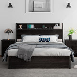 LUXOAK Queen Size Black Lift Up Storage Bed with Charging Headboard and Easy Assembly LUXOAK