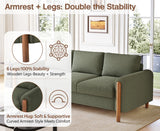 Merax 83.86" 3-Seater Sofa, Curved Armrest with Integrated Solid Wood Legs, Teddy Velvet Fabric, High Weight Capacity (250 lbs/seat), Durable Solid Wood Frame,Green Merax