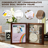 JupDec Dog Memorial Gifts Pet Shadow Box Wooden Picture Frame with Clay Paw Print Kit for Loss of Dog & Cat Remembrance Sympathy Deep Display Case for Keepsake Collar Hair (Brown) JupDec