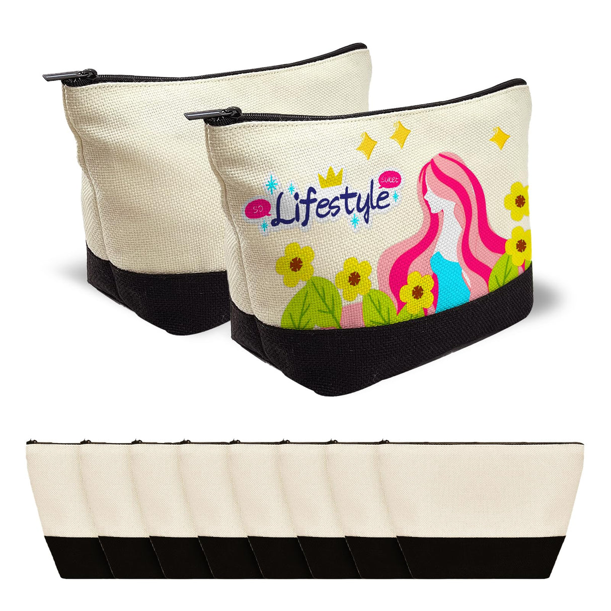 Beclumas 10 Pack 9"x 5.5" Sublimation Blanks Cosmetic Bags,Pencil Bag, Bulk Multi-Purpose DIY Heat Transfer Makeup Bags with Zipper for DIY Crafts Travel and Toiletry Bag Beclumas