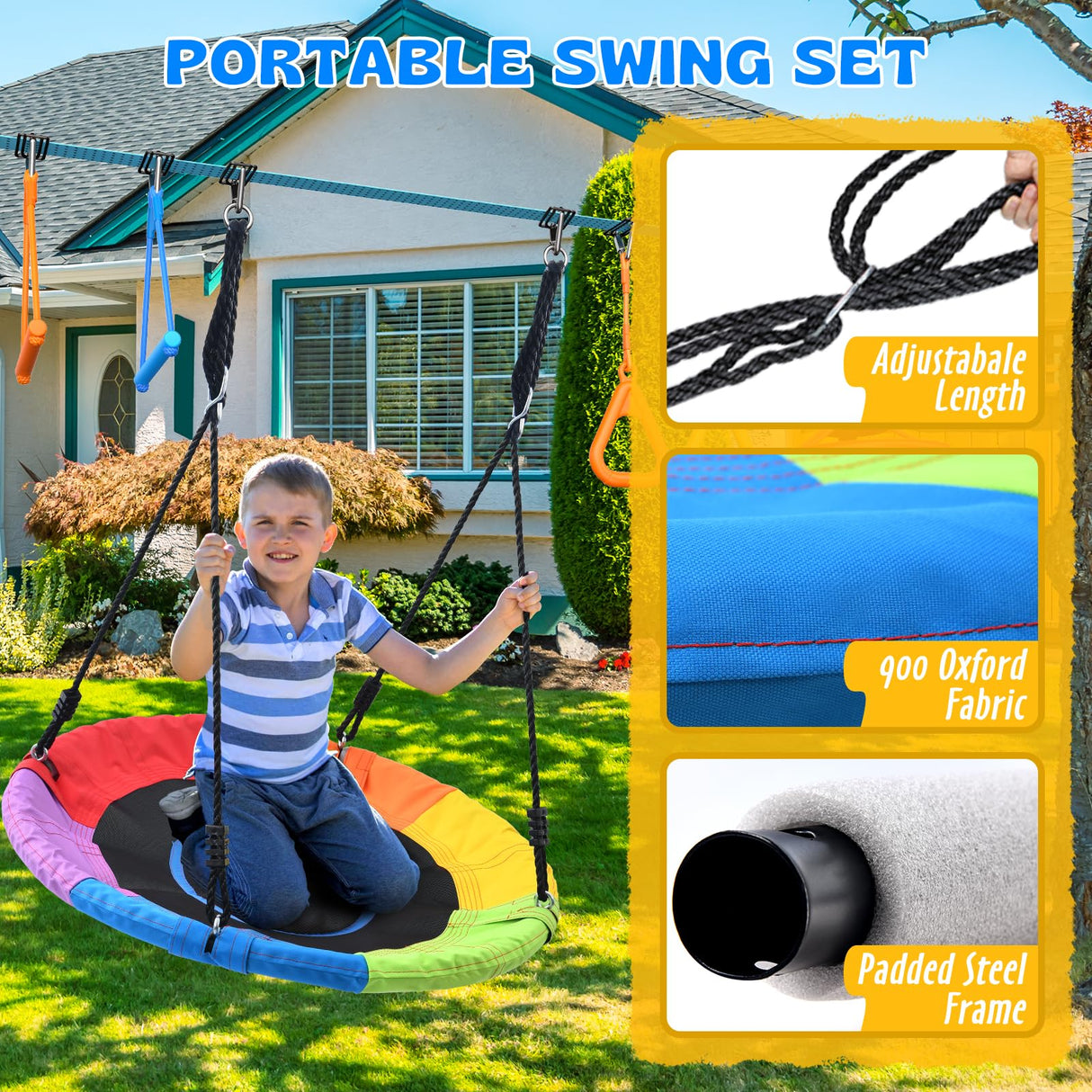 Hapfan 50 FT Ninja Warrior Obstacle Course Swing Set for Kids with Weather-Proof Accessories, Outdoor Playset with Monkey Bars for Backyard Hapfan