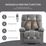 jonpony Oversized Power Lift Recliner Chair for Elderly, Big and Tall Lift Chair with Massage and Heat for Living Room, Fabric Electric Recliner Chairs with 4 Side Pockets, USB Charge Port,Grey jonpony