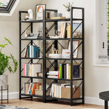 DWVO 5 Tier Bookshelf, Black Bookcase Storage Organizer, Modern Book Shelf Storage Rack Shelves for Bedroom, Living Room, Home Office, Black