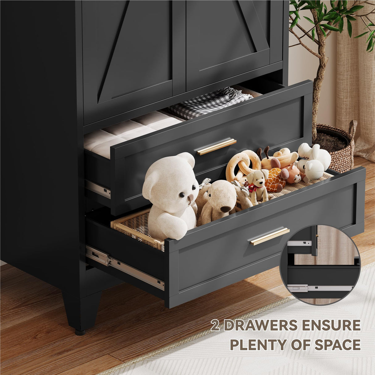 Baborokic Metal Wardrobe Cabinet with Hanging Rod,71" Armoire Wardrobe Closet with Adjustable Shelves,Farmhouse Metal Clothing Storage Cabinets for Bedroom,Office,Employee,Laundry Room(Black) Baborokic