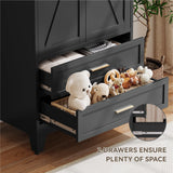 Baborokic Metal Wardrobe Cabinet with Hanging Rod,71" Armoire Wardrobe Closet with Adjustable Shelves,Farmhouse Metal Clothing Storage Cabinets for Bedroom,Office,Employee,Laundry Room(Black) Baborokic