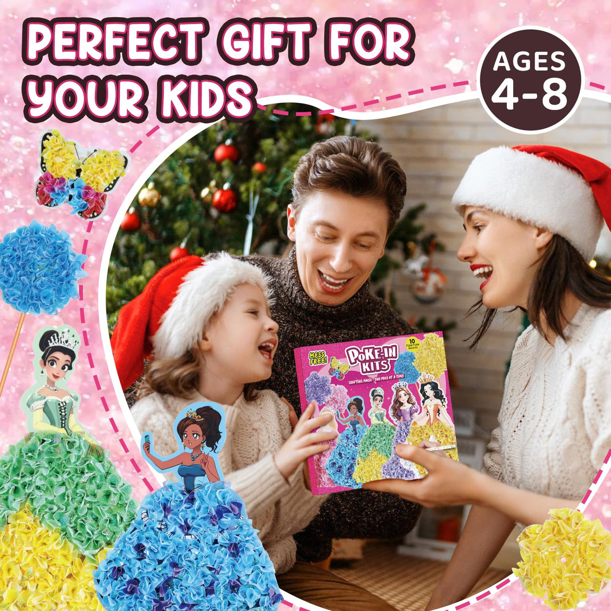 Poke Art Princess Kit Gift 10 Pcs Set,Crafts For Kids Ages 4-8, Diy Craft Kits With & Arts And Crafts For Kids.4, 5, 6, 7, 8, 9,10 Christmas Thanksgiving Birthday Gift Stitch Gifts For Girls R RUCKERCO