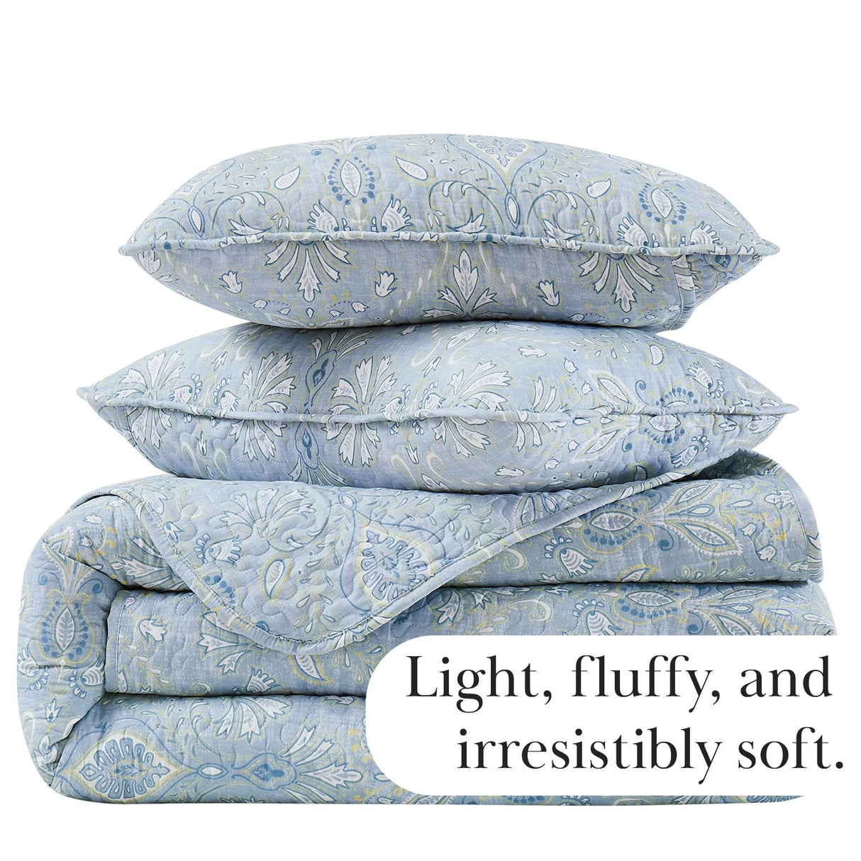 Southshore Fine Living, Inc. Farmhouse Quilts Queen Size, Quilt Bedding Set, Lightweight Coverlet Bedspread Full Size, 3-Piece Boho Quilt Set with Two Matching Pillow Shams, Full/Queen, Blue Paisley Southshore Fine Living, Inc.