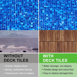 Deck Tiles - Pack of 10 Waterproof Acacia Wood Patio Tiles, Flooring Tiles for Indoor and Outdoor - Decking Stripe Pattern, Dark Brown, 12 x 12 x 1.7 inches SweetGO corporation