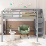 Harper & Bright Designs Grey Full Loft Bed with Storage Staircase and Wardrobe Harper & Bright Designs