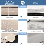 Shintenchi 5 Pieces Outdoor Patio Sectional Sofa Couch, Black PE Wicker Furniture Sets, Patio Conversation Sets with Washable Cushions Glass Coffee Table for Garden, Poolside, Backyard,(Khaki) Shintenchi