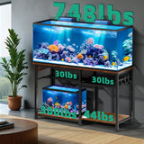 Kalrin 55-75 Gallon Aquarium Stand, 5-Tier Metal Frame Fish Tank Stand 40 Gallon Tank Stand 49.2" L*18.9" W Tabletop 780lbs Capacity (Vintage Brown, 55-75 Gallon) Kalrin