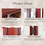 Eyisean Lighted Corner Curio Cabinet 70" Glass Display Cage with 6 Tempered Adjustable Shelves, Freestanding Home Bar Cabinet with Door, Rack for Liquor Storage and Living Room (Cherry) Eyisean