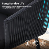 Kromax 3 Pieces Patio Rattan Bistro Conversation Set, Outdoor All-Weather Wicker Furniture Chairs and Side Table Set Ideal for Balcony, Porch and Backyard, Black Kromax