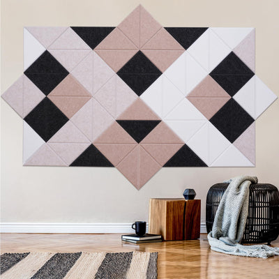 64 Pack Self-Adhesive Triangular Acoustic Panels,63x31.5inchs Sound Absorbing Panels, High Density Soundproof Wall Panels,Wall Decoration Sound Dampening Panels for Recording Studios,Home,and Office