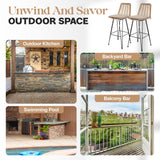 IDZO 400lbs Capacity Rattan Bar Stools Set of 2 Upgraded, 42-Inch Height Outdoor Bar Stools with Comfort Cushion, Solid Steel Frame & Durable Power Coating, Easy Assembly IDZO