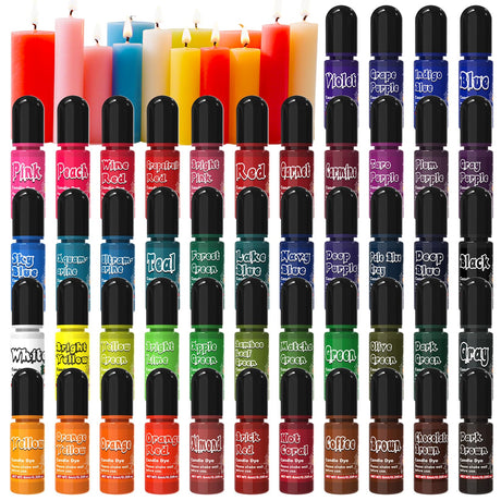 Candle Dye - 48 Vibrant Colors Liquid Oil-Based Dye for Candle Wax, Higly Concentrated Coloring for DIY Beeswax, Gel, Soy Wax Making, Easy to Color - 6ml/Bottle (46 * 6ML) Candle Aider
