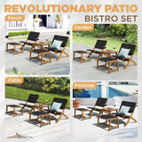 IDZO Design Heavy Duty 400lbs Capacity Patio Bistro Piece with Ottomans Outdoor, Onesize, Foldable Reclining Set 5 IDZO