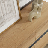 WAMPAT Modern TV Stand with Storage Cabinets for 110 Inch TV, Wood TV Entertainment Center TV Media Console Table with Metal Leg for Living Room,Oak WAMPAT