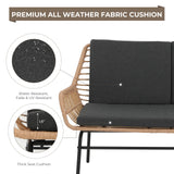 GREEN MORE 4 Piece Outdoor Patio Furniture Set, Rattan Conversation Sets, All-Weather Wicker Chairs with Cushions and Coffee Table, for Garden Balcony Courtyard Poolside GREEN MORE