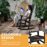 Mguio Outdoor Rocking Chairs Set of 2, Porch Rocker with High Back, Patio Rockers Set of 2, HDPE Weather Resistant Rocking Chairs for Patio, Garden, Backyard, 380lb Mguio
