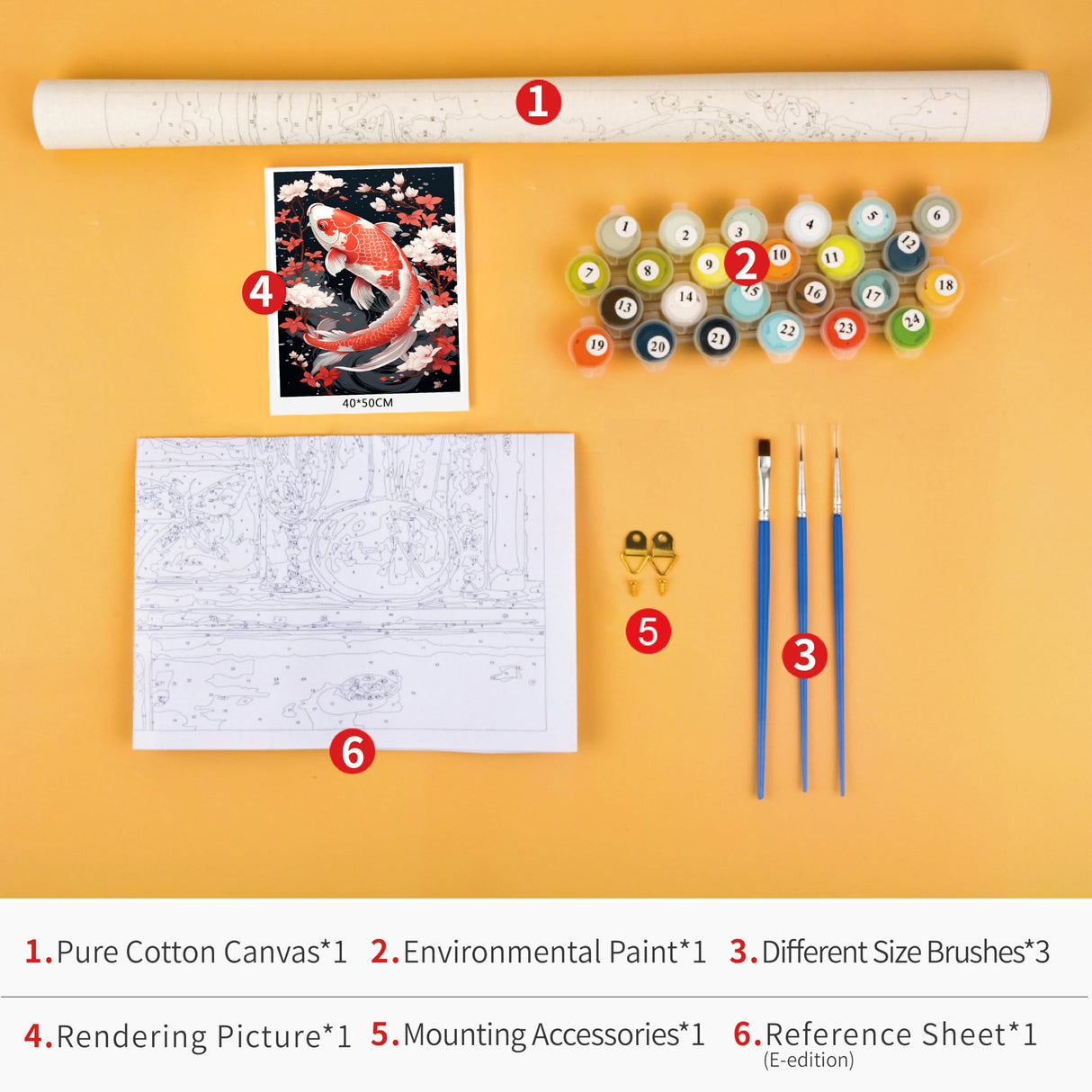 TUMOVO New Year Paint by Number Kit, Koi Fish with Cherry Paint by Numbers with Brushes and Pigment for Home Wall Decoration, Flowers Oil Painting, 16x20 Inch TUMOVO